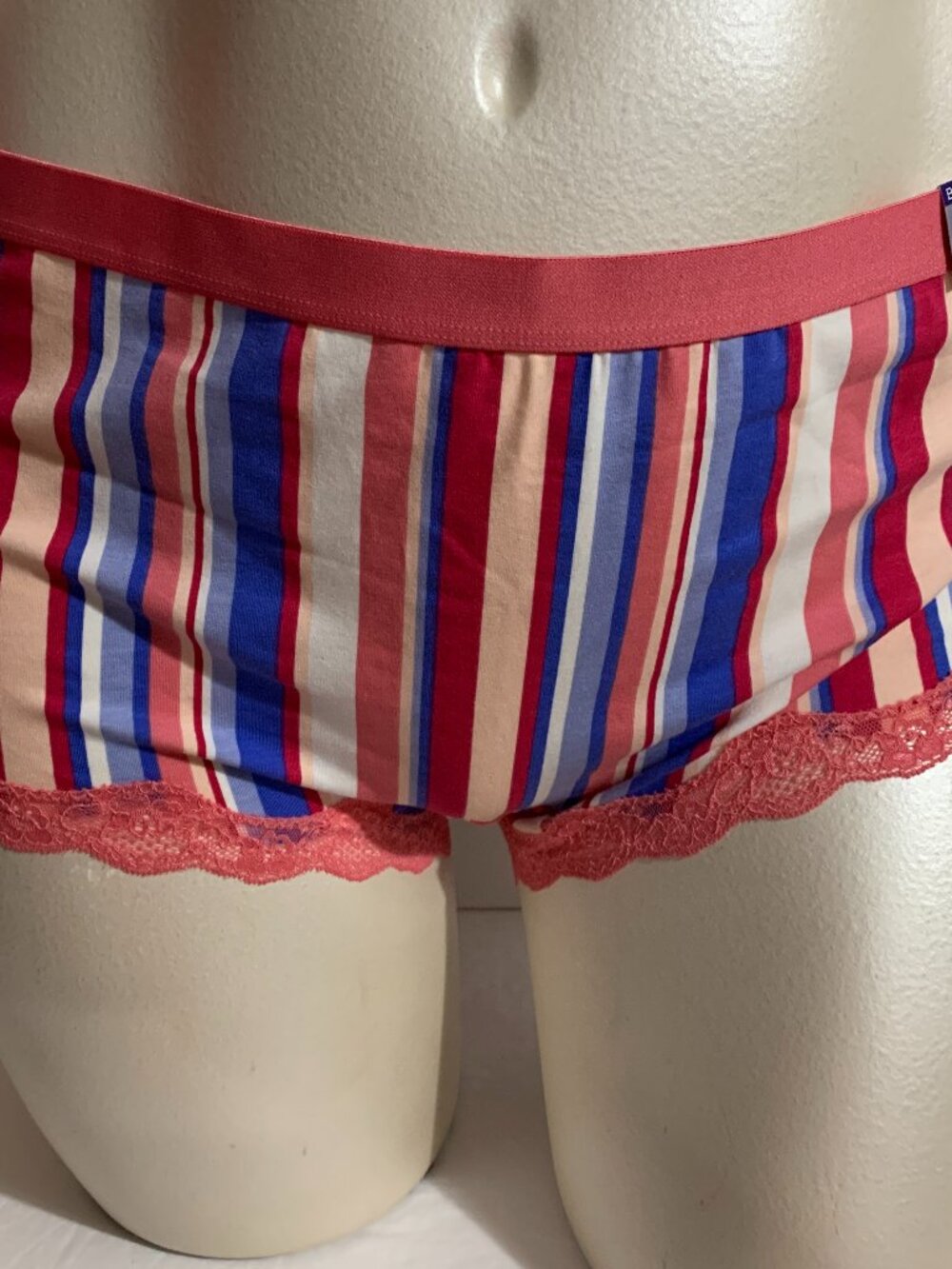 Catherines Boyshort Panties Underwear Cotton Blend Lace Striped Plus 12 or 3X